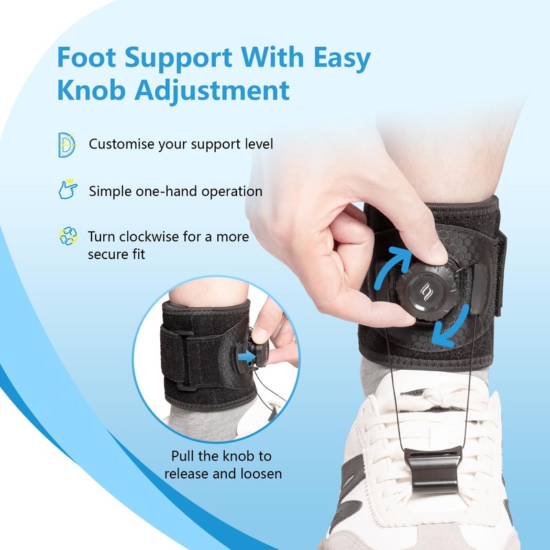 Adjustable AFO Foot Drop Brace with Quick Adjust Knob and