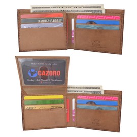 CAZORO Wallet for Men Hunter Leather RFID Blocking Bifold Stylish Passcase Wallet With ID Window