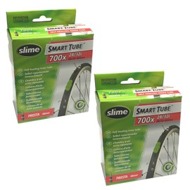 Slime 700 x 28-32c Self Healing Inner Tubes with Presta Valve & Ano Adapters (Pair)