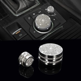 TOMALL Bling Sound Volume Knob Cover Compatible with Mazda 3 CX-30 ATENZA Center Console Multimedia Volume Knobs Cover Meida Audio Volume Button Cover Shiny Interior Bling Ring Decoration for Car