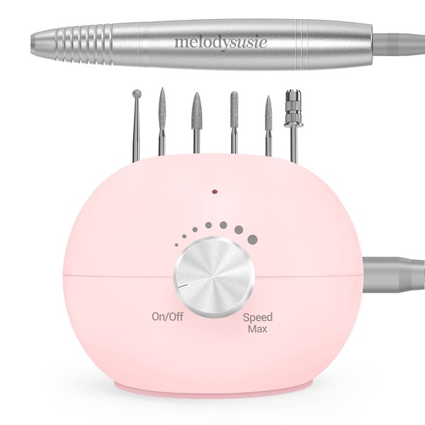 MelodySusie Electric Nail Cutter for Gel Nails, Acrylic Nails, 25,000 rpm, Professional Electric Nail File, Manicure/Pedicure Set, Nail Care, Nail Cutter Set for Nail Studio and DIY Manicure, Pink