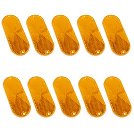 Hitefu 10PCS Front Reflector, Yellow Oval Safety Reflectors for Roads Mailboxes Automobiles Trailer Boats Tunnels Reflector, Self Adhesive Or Drill Quick Mount