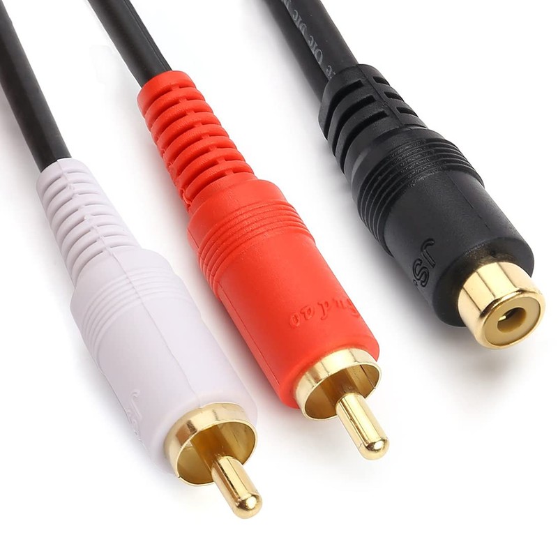 JSJ RCA Female to 2 RCA Male Y-Cable Stereo Audio