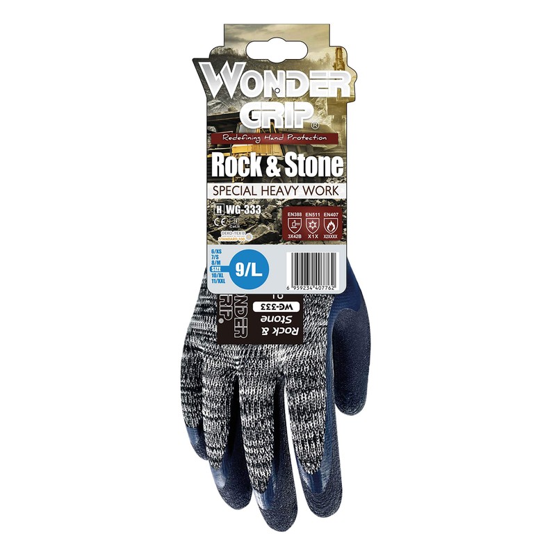 Wonder Grip WG-333 Rock & Stone Work Gloves with Double