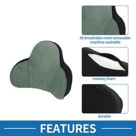 A ABSOPRO Car Seat Lumbar Cushion Memory Foam Support Ergonomic Design 31.5x41x12.5cm Green 1 Pc