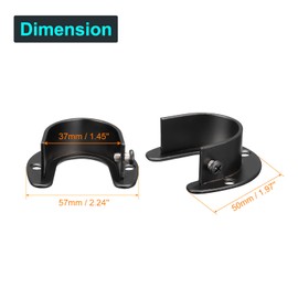 sourcing map 1.45'' Dia Stainless Steel Rod Socket Flange Rod Holder Bracket End Supports for Bathroom Closet Curtain, Set of 2, Black