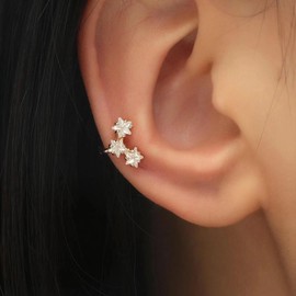 Teen Girl Gifts Trendy Stuff Ear Cuff Earrings for Women 14k Gold Plated Earrings Cartilage Ear Cuff Earrings Rhinestone Clip on Star Earrings Jewelry