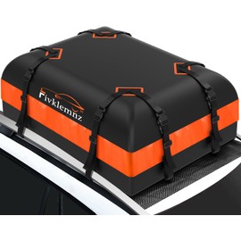 FIVKLEMNZ Car Rooftop Cargo Carrier Roof Bag Waterproof for All Top of Vehicle with/Without Rack Includes Topper Anti-Slip Mat + Reinforced Straps + 6 Door Hooks + Luggage Lock