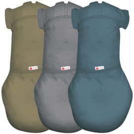embé 2-Way Transition Short Sleeve Swaddle Blanket Wrap for Babies 3-6 Months - Moss, Slate, Spruce | Legs in & Out Design | Stage 2 Sleep, 12-18 lbs