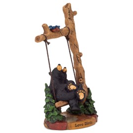 Love Birds Midnight Black 9 x 6 Hand Cast Resin Stone Collectible Figurine