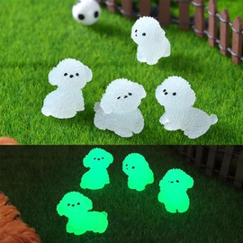 WELLACE Mini Resin Puppies 12 Pcs Dog Glow in The Dark Figures Tiny Animals Miniature Fairy Garden Accessories and Decorations Dollhouse Accessories