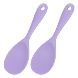 uxcell 2 Pack Rice Paddle, Silicone Rice Spoon Non Stick Rice Spatula Heat Resistant Rice Cooker Spoon, Purple