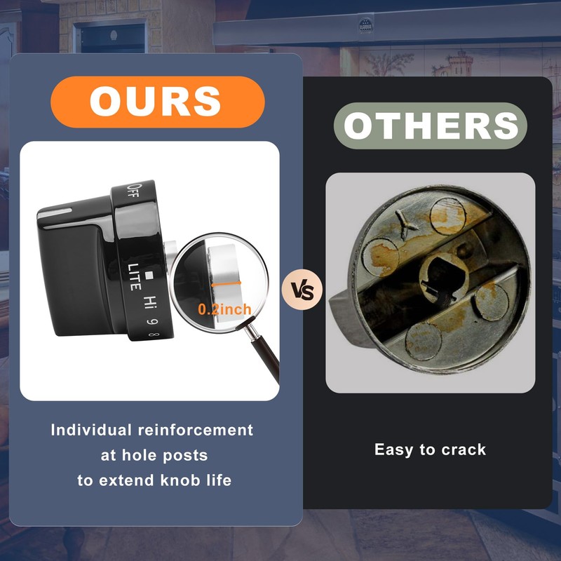 WB03X24759 Range Surface Burner Knob, 222D5793 Gas Range Control Knob