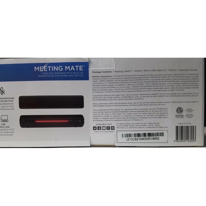 ION Audio Meeting Mate Wireless Speaker with Microphone for Home