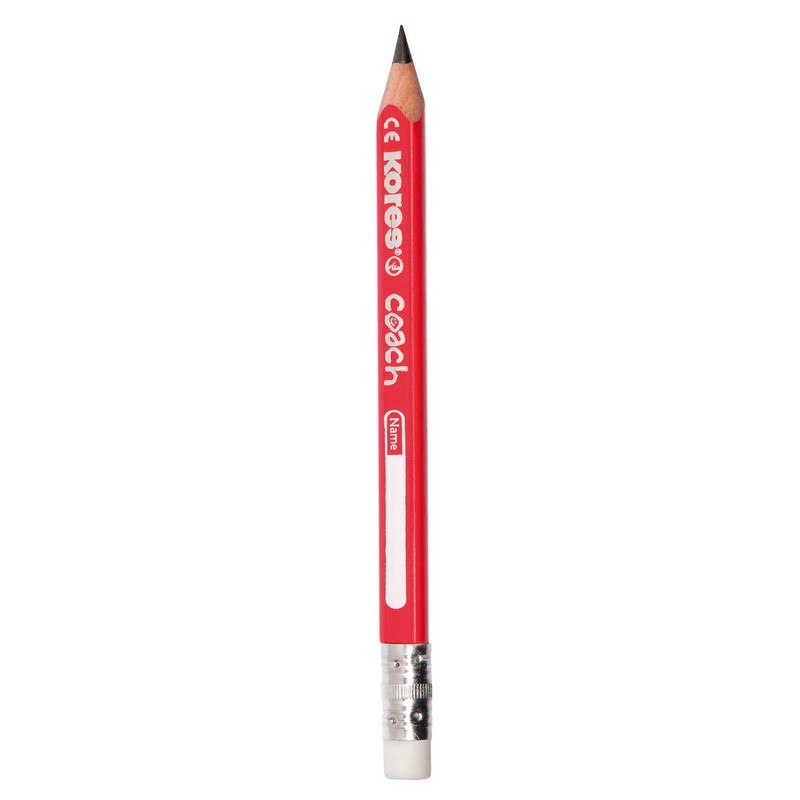 Kores Coach Jumbo Graphite Pencil, HB, Short, Triangular, Eraser (Pack