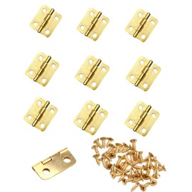JZK 10 X Gold Mini Hinges, Metal Hinge Replacement Hinge Drawer Hinges 18 * 16mm Small Furniture Cabinet Hinges with Small Screws for Dollhouse DIY Crafts Wooden Jewelry Box