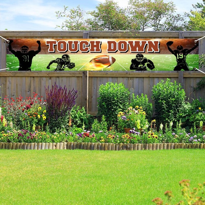 Aperturee Football Touchdown Banner 100x20inch, Sunday Game Day Sports Fan