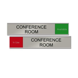 12" x 3" Conference Room Slider Sign, Silver-Red/Green