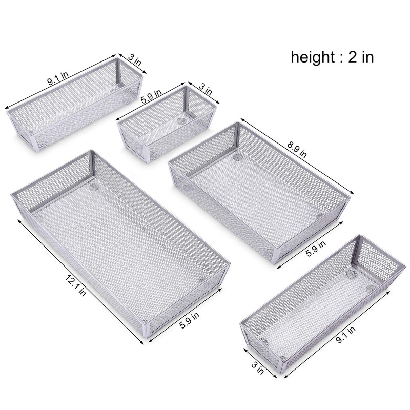 WuGeShop Mesh Silverware Tray Drawer Organizer, Kitchen Utensils Flatware with