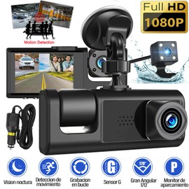 Lirgcuatro DashCam para Auto, HD 1080P Cámara Carro Delantera Trasera Interior con Tarjeta SD 32GB, Camara Automovil con Súper Visión Nocturna, IPS 2.0'', Ángulo Ancho 170°