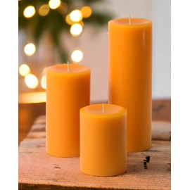 Mister Candle - Assorted Unscented Solid Color Pillar Candles (Set of 3) for Home Décor, Wedding Receptions (Orange)