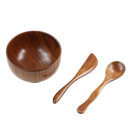 GUEDKIKL 3Pcs/set Face Mask Mixing Bowl,Wooden Mask Bowl with Spatula Mixing Spoon,Mixing Kit For DIY Making Mask,Facial Skin Care Tools For Women
