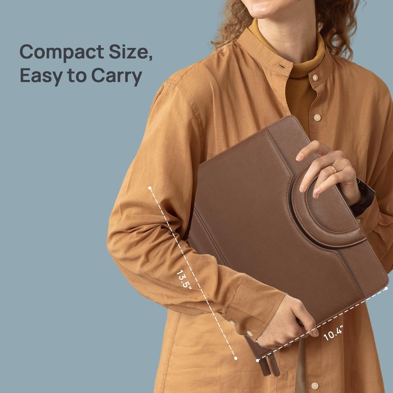 POPRUN Portfolio Binder with Zipper, Leather Padfolio Document Organizer with