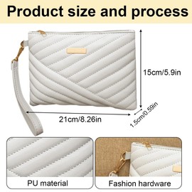 EIROVYA Women's Grey 21 x 15 cm Clutch Bag Faux Leather Zip Women All Ages