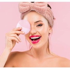 2 Pack Microfiber Bow Headbands Facial Makeup Headband Cosmetic Bowknot Hairband Wash Spa Yoga Sports Shower Adjustable Elastic HairBand for Girls and Women (Pink，Grey, 18 * 8CM)