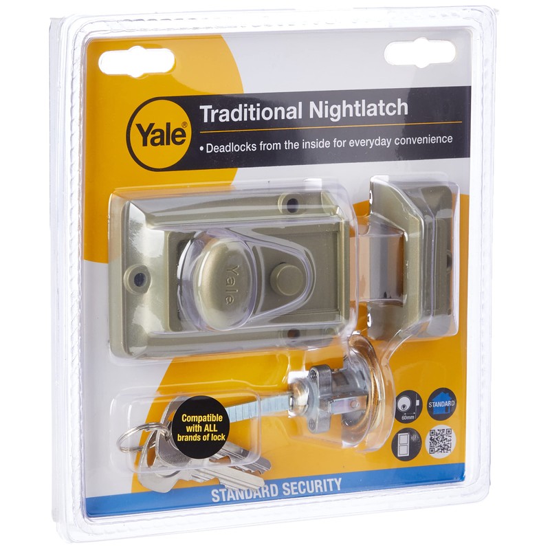 Yale Locks P77 Traditional Nightlatch ENB/PB Cylinder 60 mm Backset