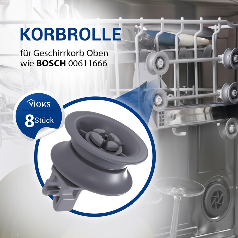 VIOKS Dishwasher Basket Wheels 31 mm Diameter Set of 8
