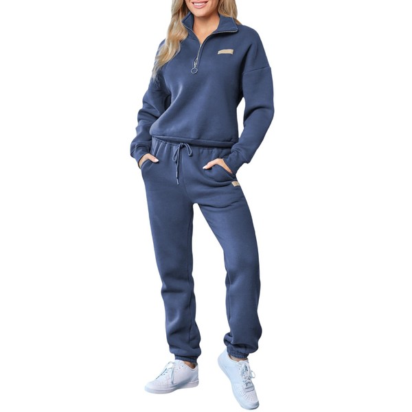 Herseas Women's Two Piece Fleece Sweatsuit Outfit Long Sleeve Plus