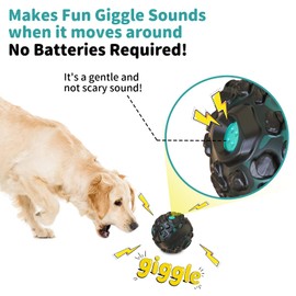 JoyBruko Dog Ball for Aggressive Chewers - Interactive Dog Toy Balls Fun Squeaky Sound to Keep Them Busy, Durable for Small Medium Large Breeds, Rubber Pet Chew Toys, As Seen on TV, Black & Lake Blue