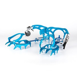 Climbing Crampons, 14 Jaws, 1.6 inches (4 cm) Long Claws, Highest Class Strength, 7075 Type Aluminum Alloy, 16.9 oz (480 g), Ultra Lightweight, Japanese Instruction Manual Included, Color: Blue