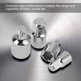 Adaptador de impacto de 4 piezas y conjunto reductor Adaptadores de enchufe de acero al cromo vanadio Reductores Adaptador de llave de 1/2 ", 3/8", 1/4 "(plateado)