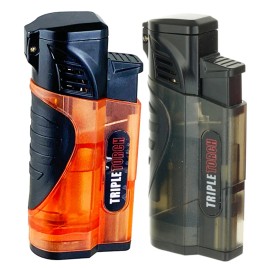 Victory Torch 4 PACK Triple  Clear Color Torch Lighter Adjustable Flame W/Cigar Puncher PR