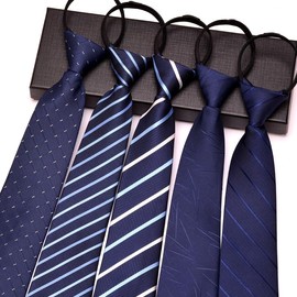 BetterJonny Pack of 5 Men's Ties Pre-Tied Adjustable Ties with Zip Adjustable Slim Men's Elegant Wedding Ties for Office or Holiday Events, darkblue