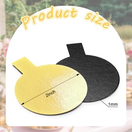 Teenyyou 200 Pcs 2 Inch Round Cake Board with Tab Mini Pastry Reversible Waxed Cake Board for Dessert Display Trays Pastry Plates(Gold and Black)