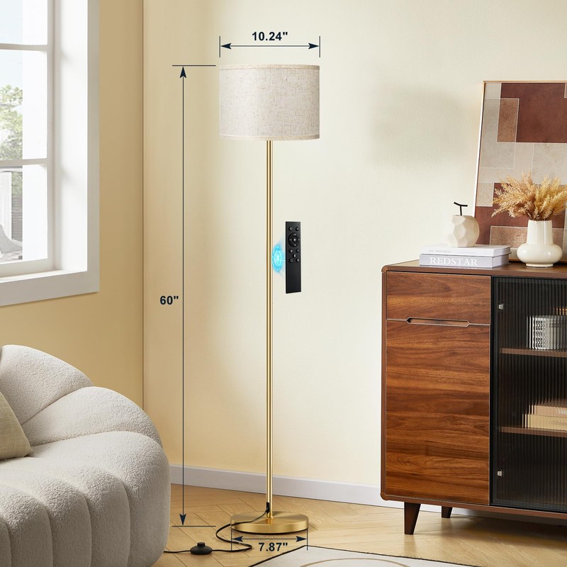 Ambimall 60'' Modern Floor Lamp with Remote, Tall Lamps for