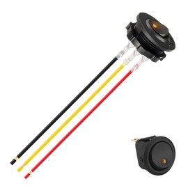 Rocker Button,3 Pin Electric Button - 1.1 inch Drill Hole Pre-Wired Cable Red LED Lighted Toggle 12V for RV Truck Marine Vehicle