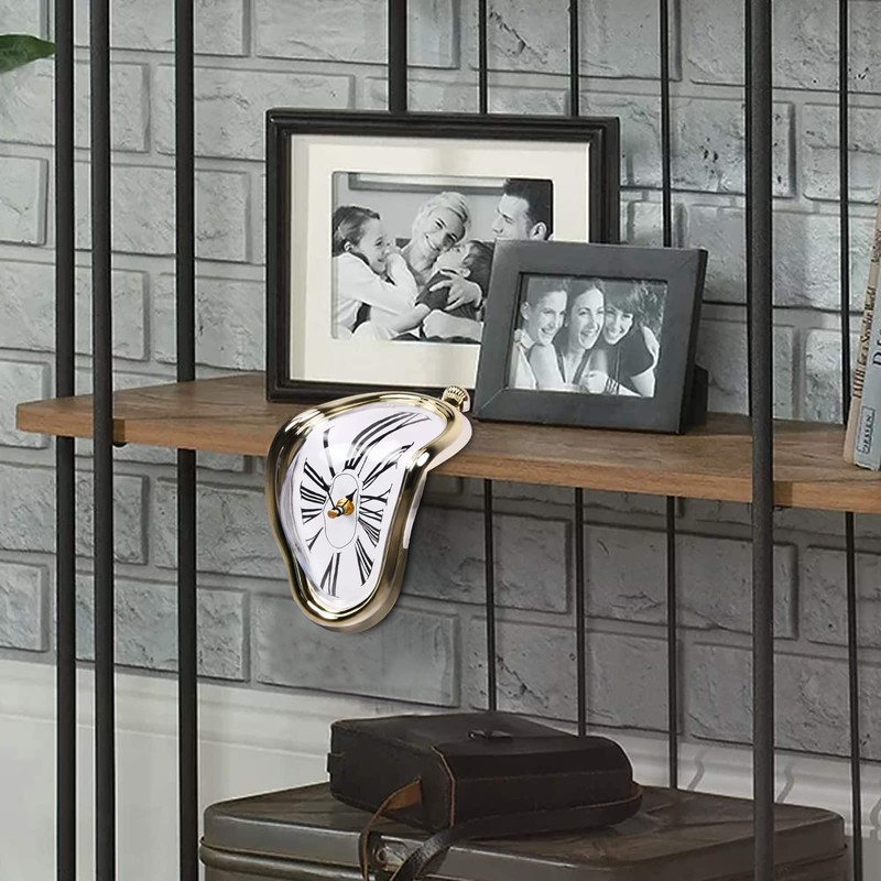 Tinsellns Melting Clock, Surrealistic Salvador Dali Inspired Table Shelf Desk