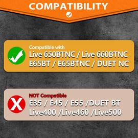 Live 650 BTNC E65BTNC Ear Pads Compatible with JBL E65 E65BTNC/ Duet NC/Live 650BTNC/ Live 660 BTNC Headphones I Replacement Ear Cushion with Cooling Gel Foam (Cooling Cloth)