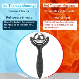 JWCASA Ice Face Roller for Eyes, Wrinkles & Skin Care Cold Massage Roller Ball Facial Ice Globes Cryo Balls Massager for Neck, Leg, Feet, Back Black