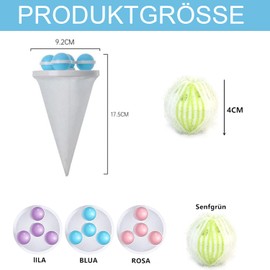 Esshogo 3 Stück tierhaarentferner Waschmaschine, Entferner Haarfänger Filternetzbeutel, fusselbälle Waschmaschine, Schmutzsammlung, Lieferung mit 3 weiße-grünen Wäschebälle, 17.5 * 9.2cm, 3 Farbe