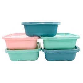 Mypicompany. Tupperdosen Set of 5 x 900 ml Food Storage Containers with Lids in Pastel Colours, BPA-Free