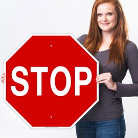 Sigo Signs - Stop Sign, Street Stop Sign, 24x24 Inches, 55 mil Thick (high Density polystyrene), Made in USA