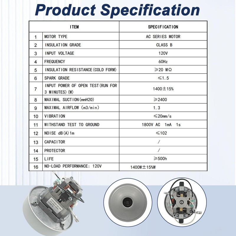 834036 120V Vacuum Motor for ProTeam Backpack Shop Vac Motor,