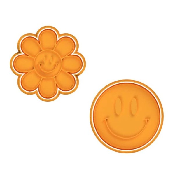 Flower Groovy Smiley Face Cookie Cutter & Stamp