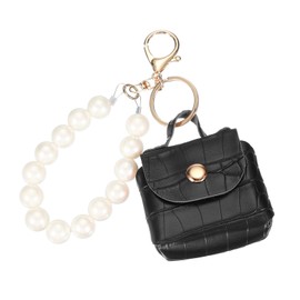 [PATIKIL] Coin Pouch PU Leather Small Coin Purse Keychain for Women Keychain Pouch Mini Tote Bag Keychain Cute Small Hanging Backpack Handbag Black