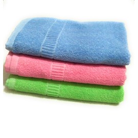 Cotton Colors Plain Cotton Terry Towels(Pack of 3, Blue, Green, Pink)_D95